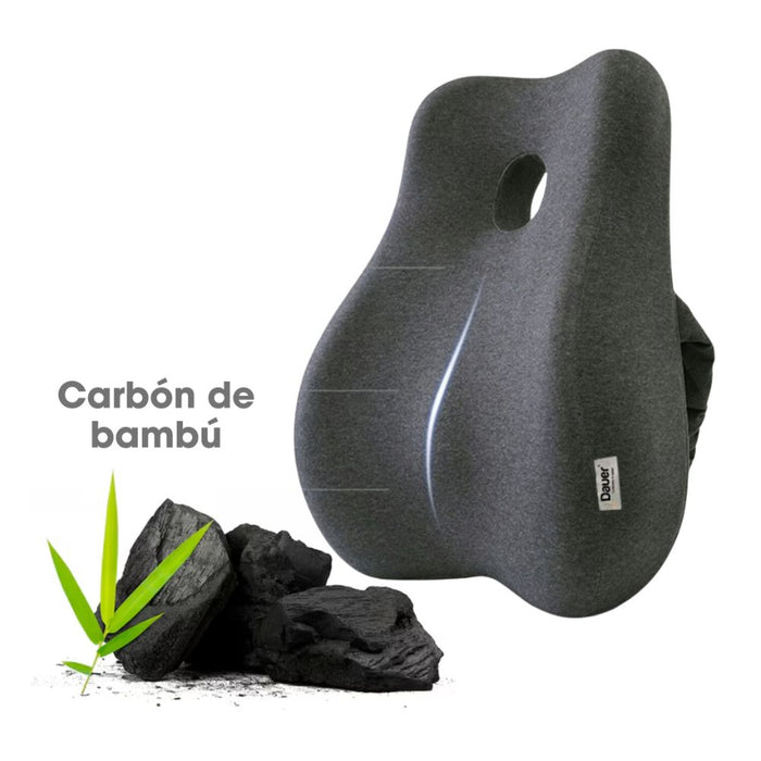 Cojín Lumbar 3D Carbón de Bambú - Negro