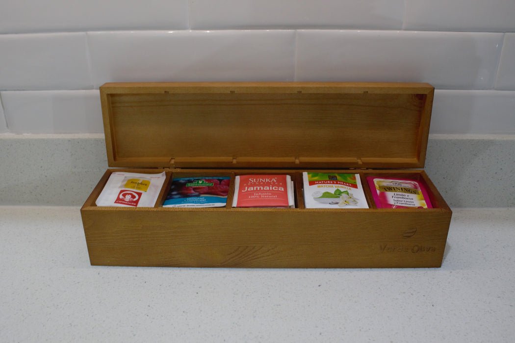 Caja De Almacenamiento De Té De Madera