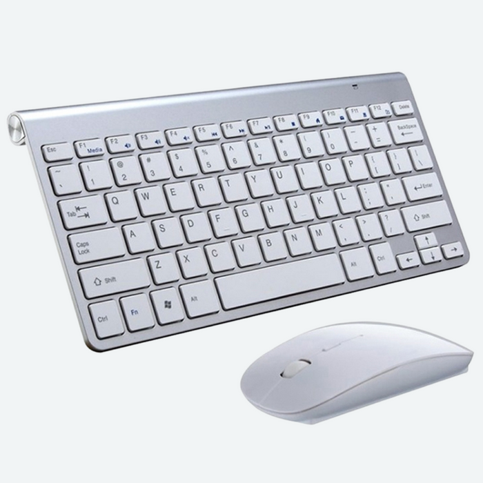 Teclado & Mouse Inalámbrico Plateado