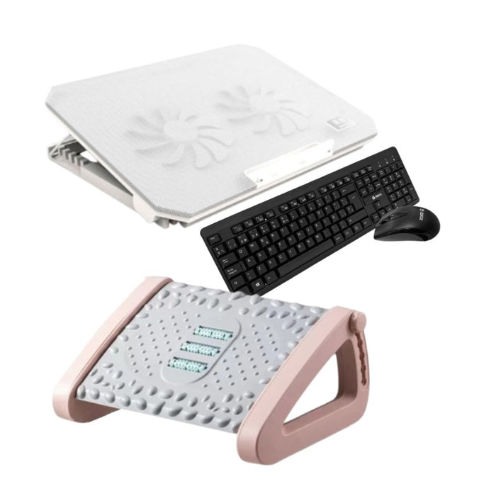 Pack Ergonomía Completa - Blanco / Rosa Gris