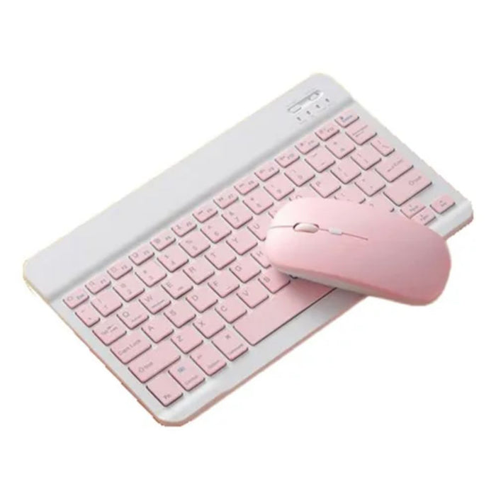 Teclado y mouse Bluetooth ultra fino Rosado