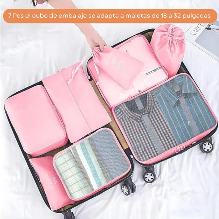 Organizadores de maleta 7 Pcs - Rosado