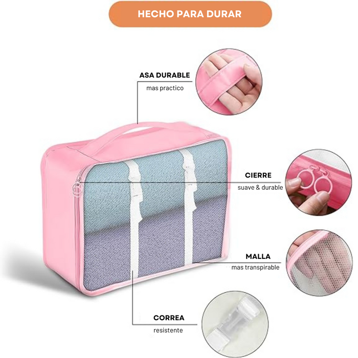 Organizadores de maleta 7 Pcs - Rosado