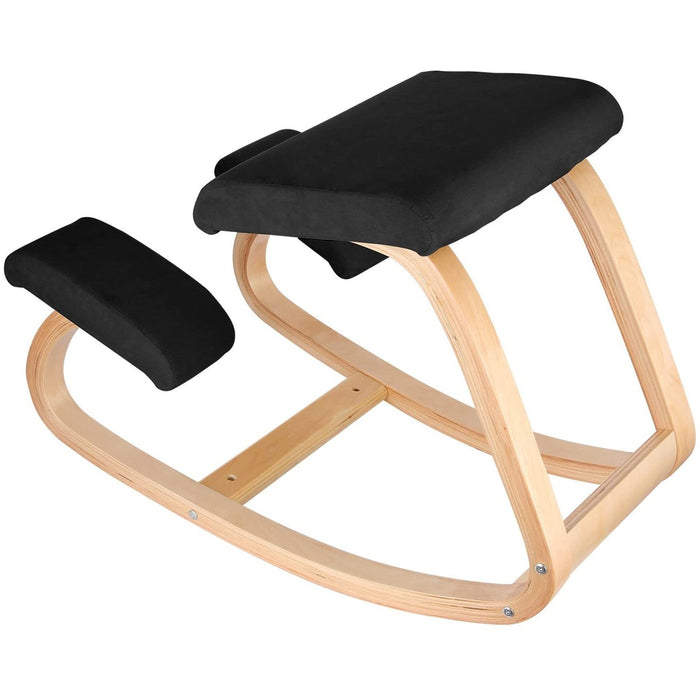 Silla ergonómica de rodilla madera bambú, Negro