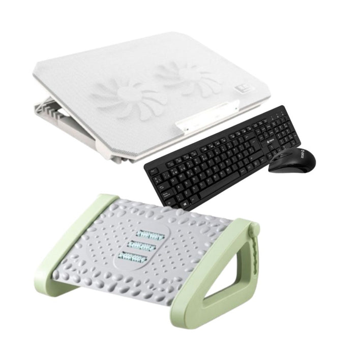 Pack Ergonomía Completa - Blanco / Verde Gris