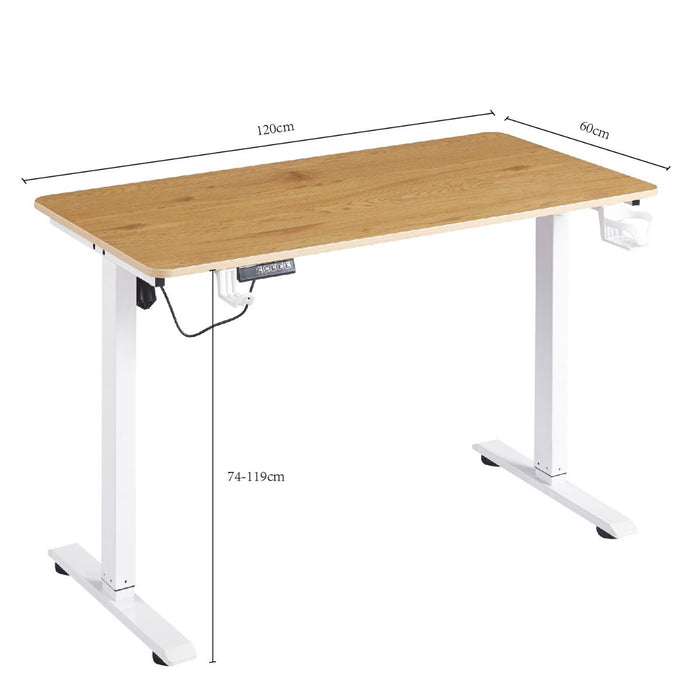 Escritorio Ajustable Electrico FlowDesk  - 1 Motor /Roble beige y blanco
