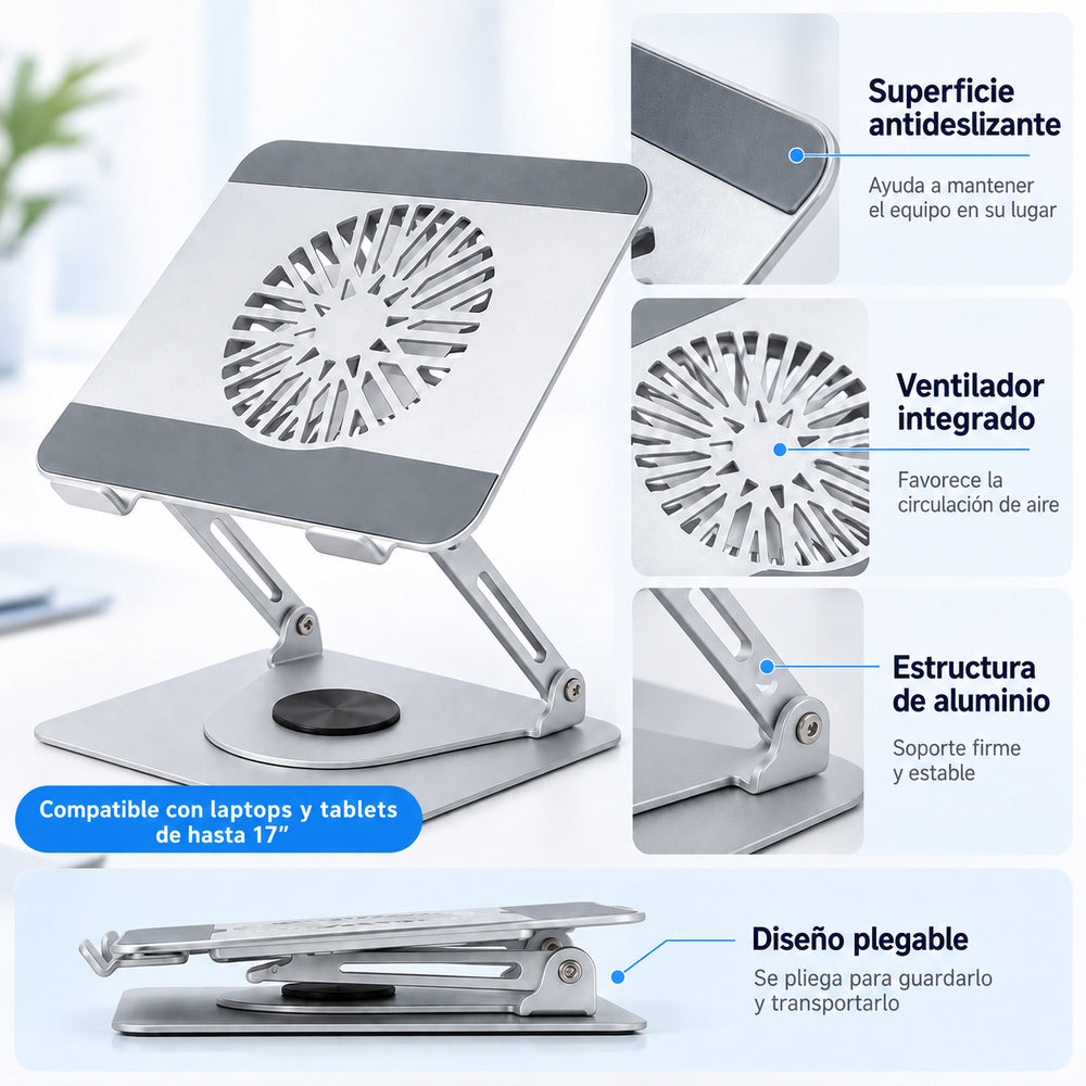 Soporte Laptop Giratorio Aluminio G-ergonomic G-500