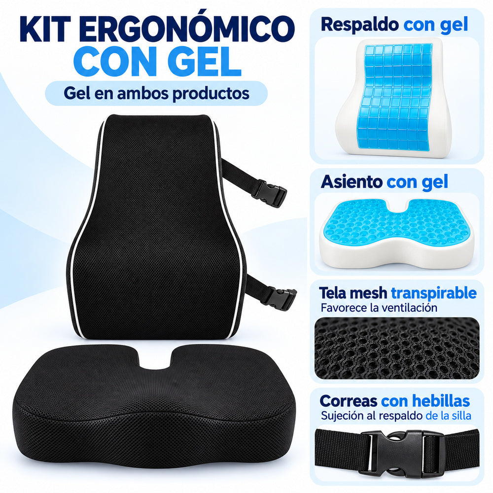 Kit Ergonómico con Gel N-02 – Negro