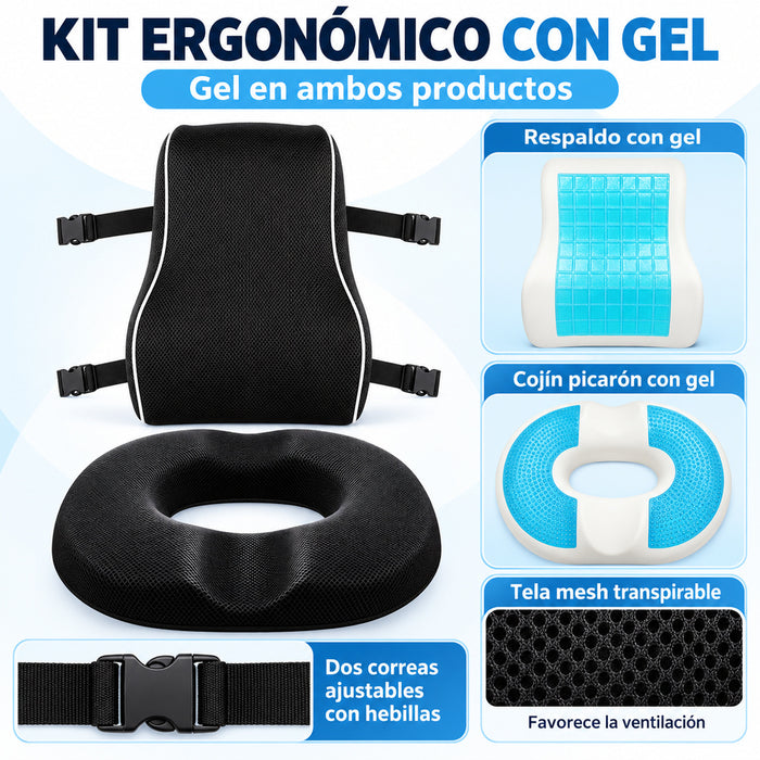 Kit Ergonómico con Gel PICARON N-01 – Negro