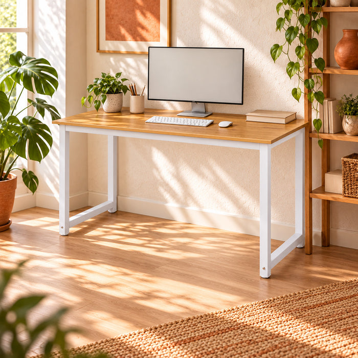 Escritorio Fijo Essential 120x60 cm - Roble beige y blanco
