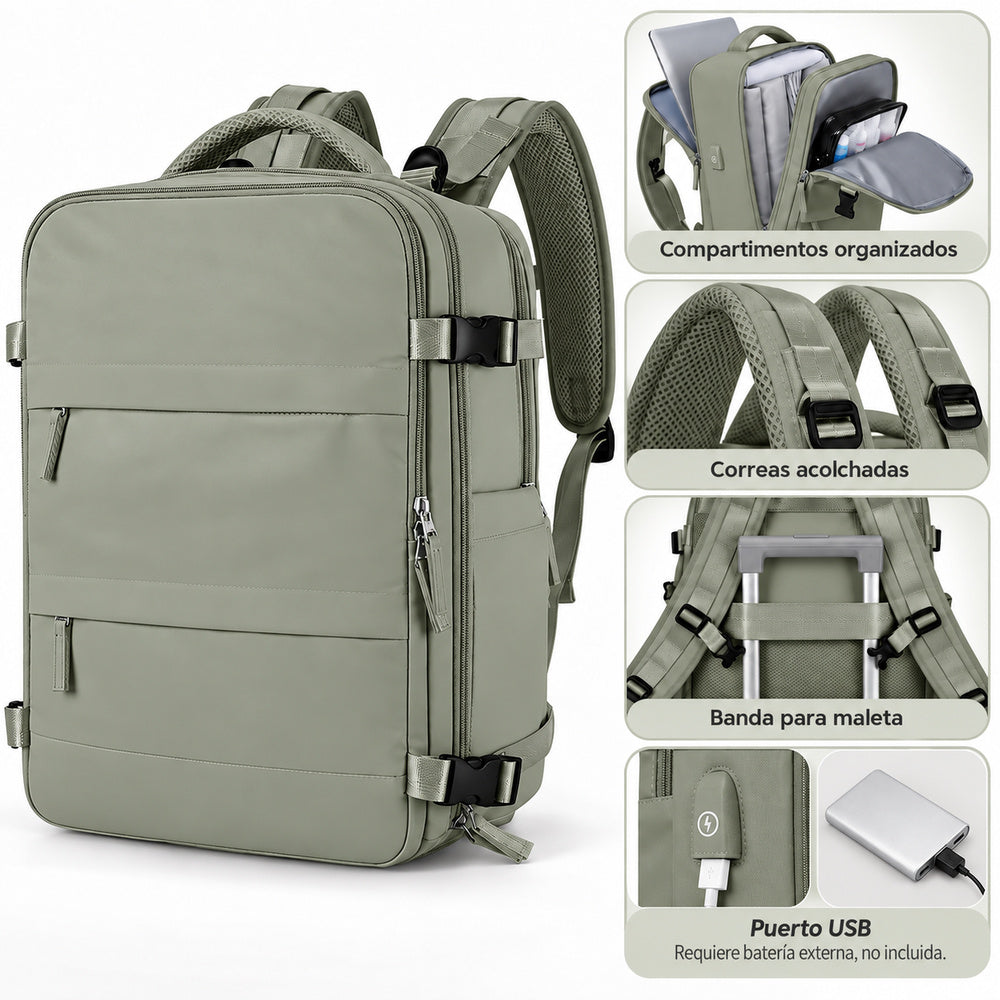 Mochila Viajera para Cabina Premium Verde Militar