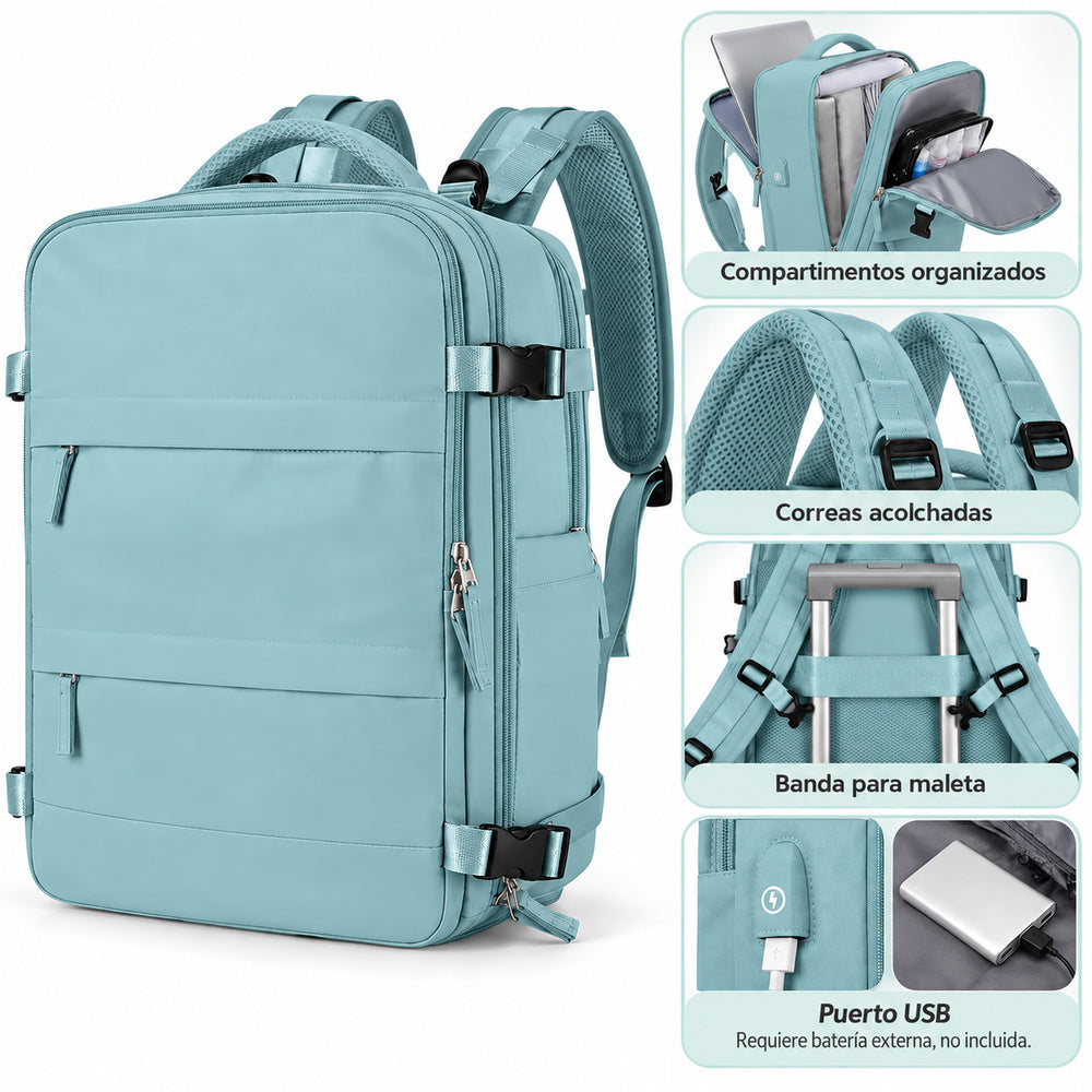 Mochila Viajera para Cabina Premium Verde Claro