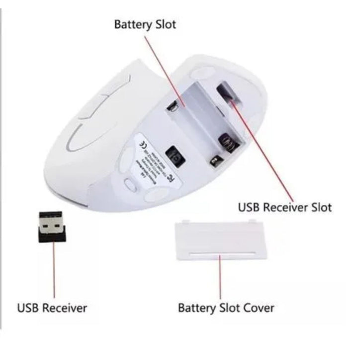Mouse inalámbrico Ratón óptico vertical Blanco