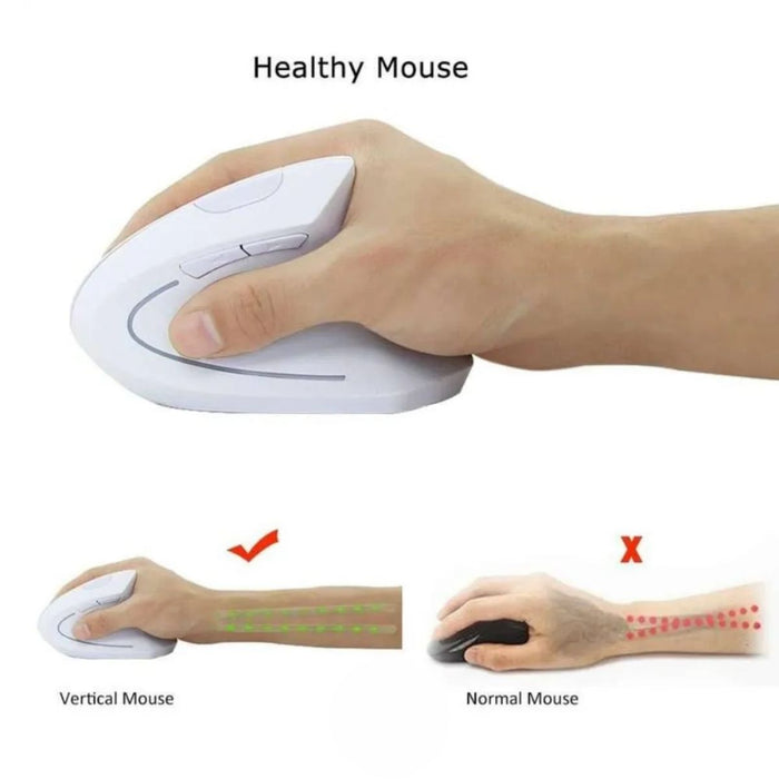 Mouse inalámbrico Ratón óptico vertical Blanco