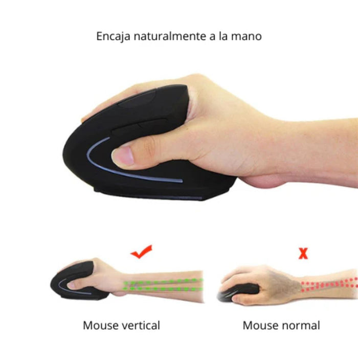 Mouse inalámbrico Ratón óptico vertical Negro