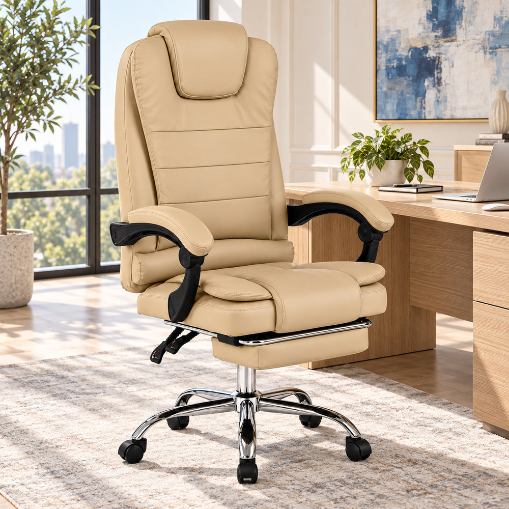 Silla Gerencial Ergonómica Relax Pro 8 Vibromasajes - Beige