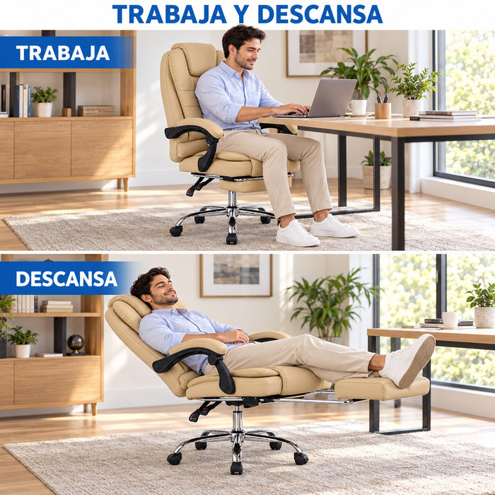 Silla Gerencial Ergonómica Relax Pro 8 Vibromasajes - Beige