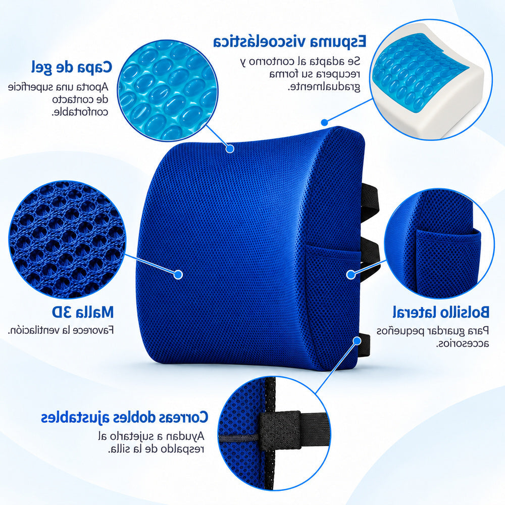 Respaldar cintura con gel, Azul