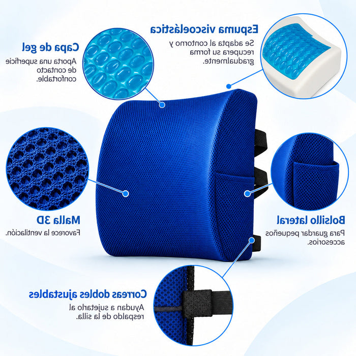 Respaldar cintura con gel, Azul