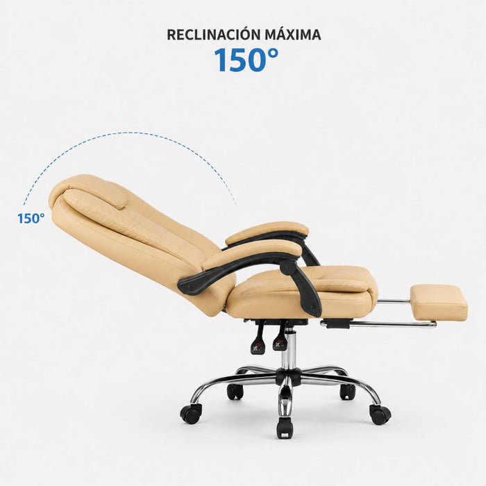 Silla Gerencial Ergonómica Relax Pro 8 Vibromasajes - Beige