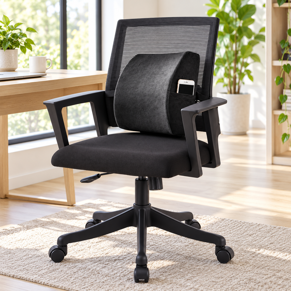 Respaldar Cintura Cuadrado Velvet, Negro
