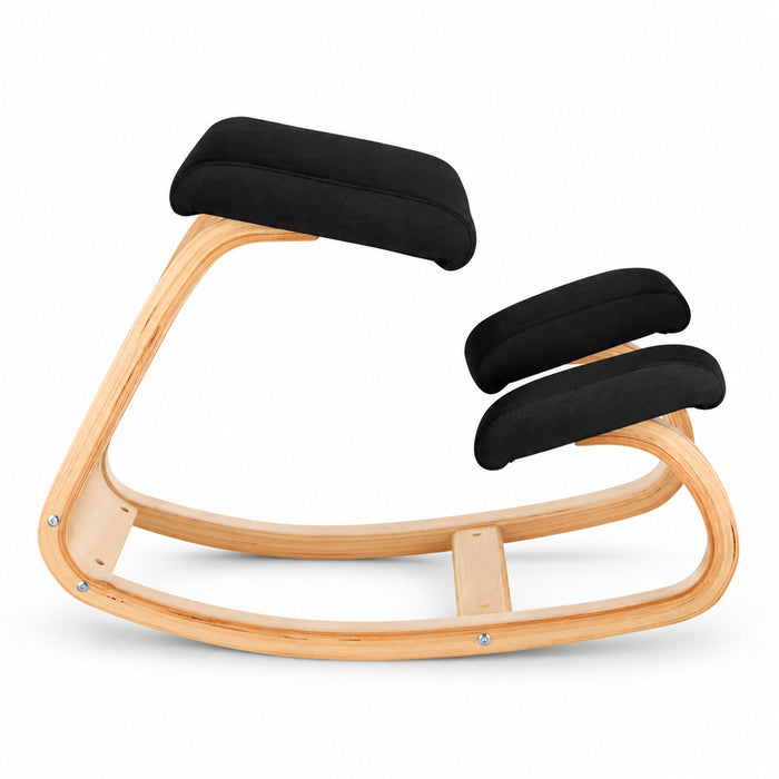 Silla ergonómica de rodilla madera bambú, Negro