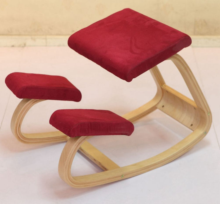 Silla ergonómica de rodilla madera bambú, Rojo