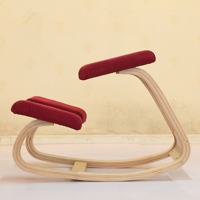 Silla ergonómica de rodilla madera bambú, Rojo