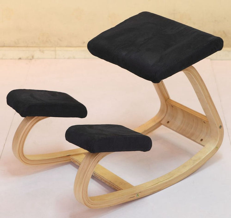 Silla ergonómica de rodilla madera bambú, Negro