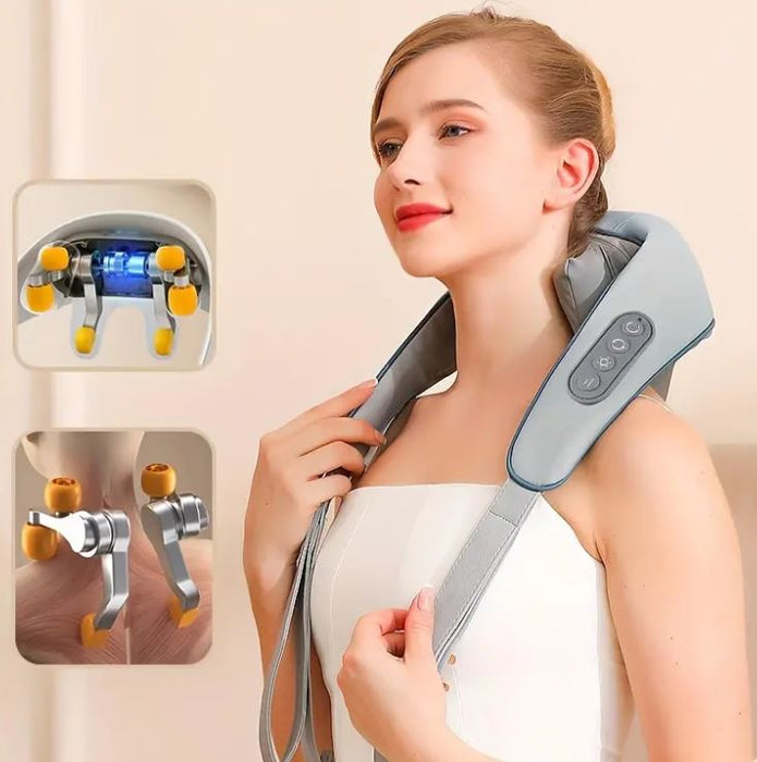 Masajeador eléctrico para cuello y hombros Masajeador Shiatsu, gris