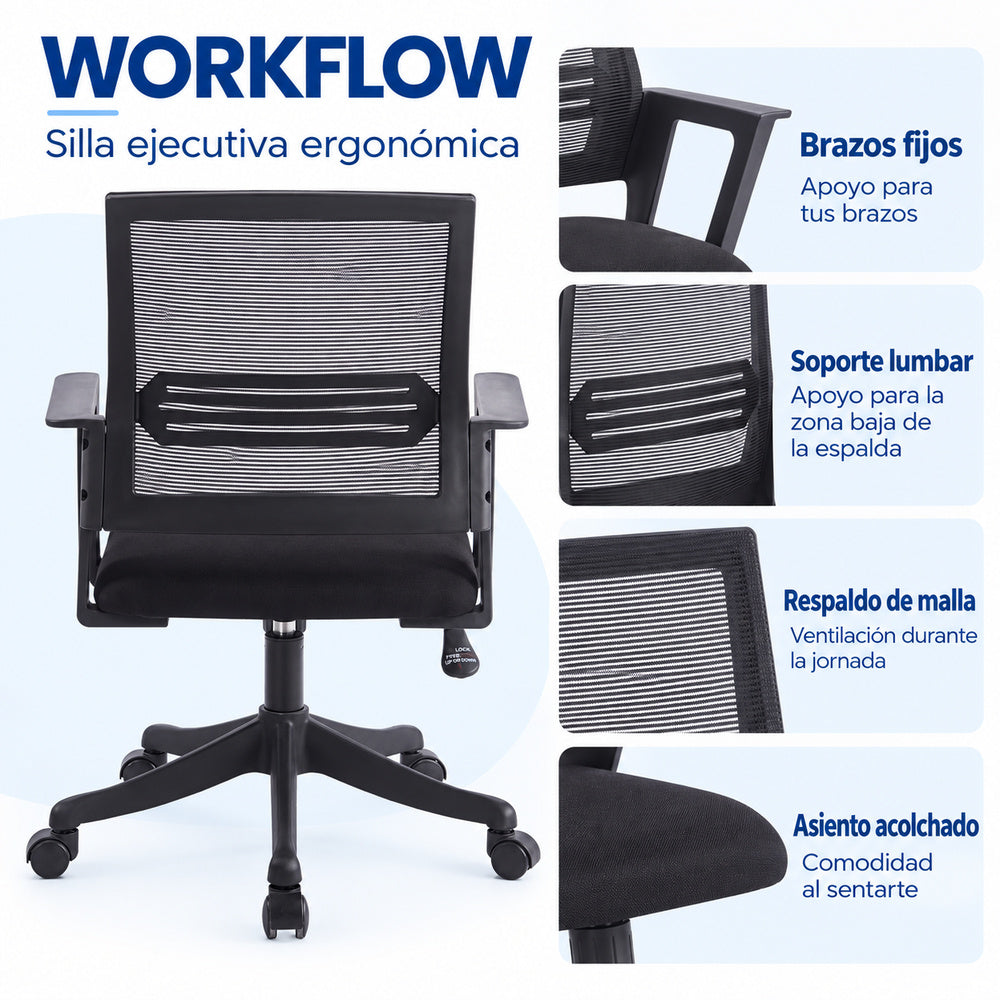 Silla Ejecutiva Ergonómica  Workflow – Negro