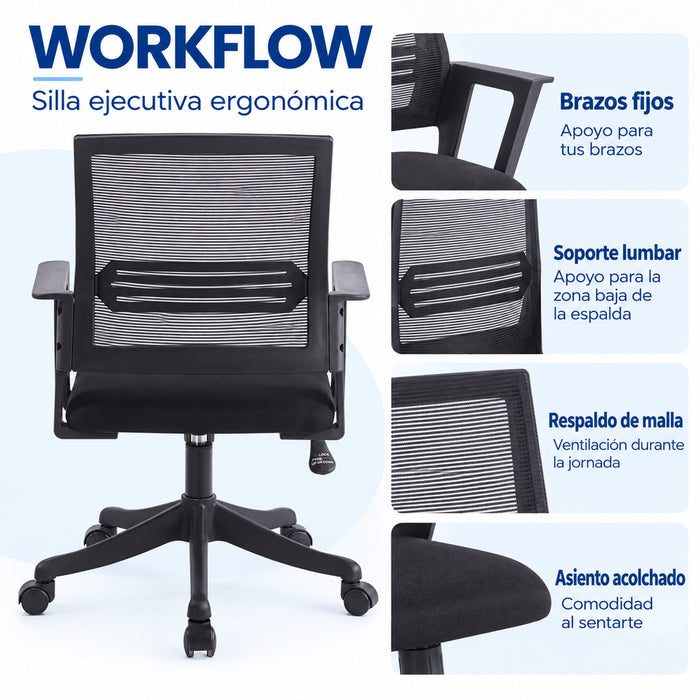 Silla Ejecutiva Ergonómica  Workflow – Negro