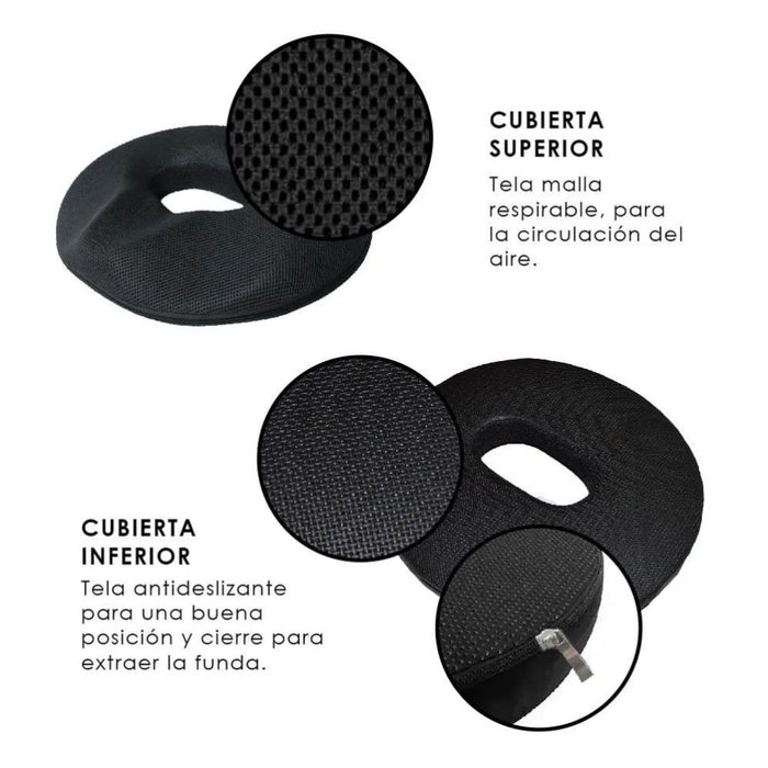 Cojín anti-hemorroides, Gel - Negro