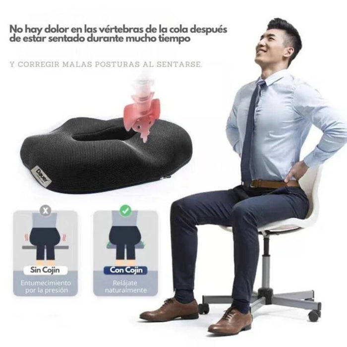 Cojín Anti-hemorroides Carbón de Bambú , Gel - Negro