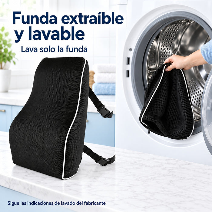 Cojín de Respaldo Ergonómico con Gel N100 – Negro