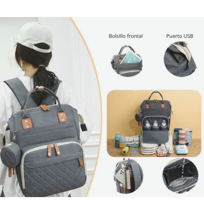 Mochila pañalera confort Gris