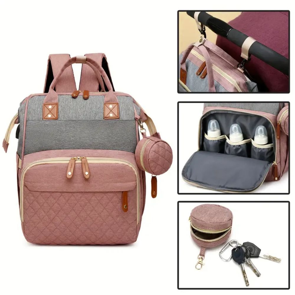 Mochila pañalera confort Rojo y gris