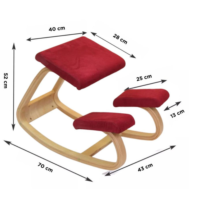 Silla ergonómica de rodilla madera bambú, Rojo