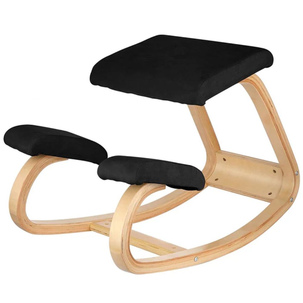 Silla ergonómica de rodilla madera bambú, Negro