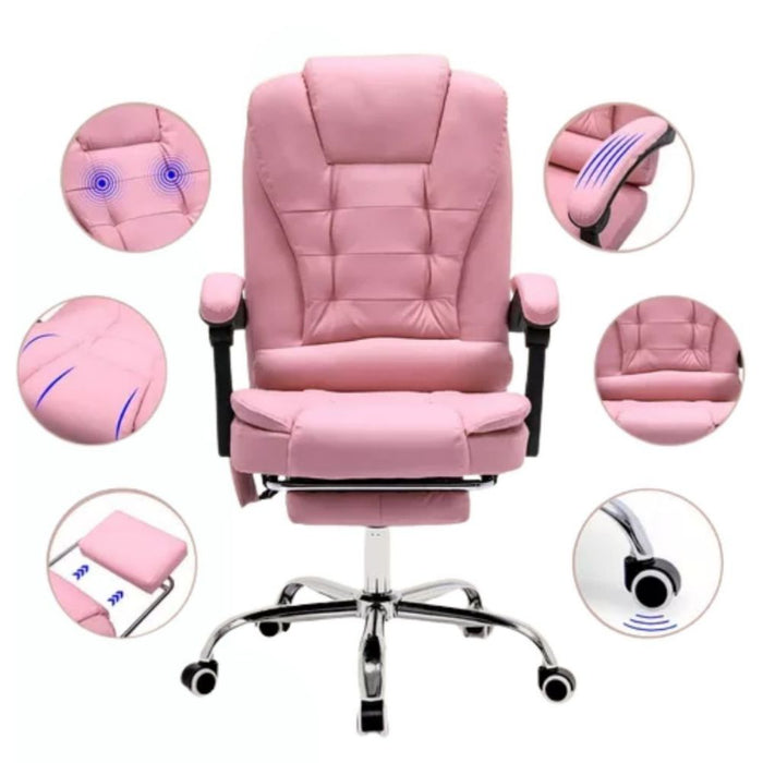 Silla ergonómica gerencial 7 vibromasajes - Rosado